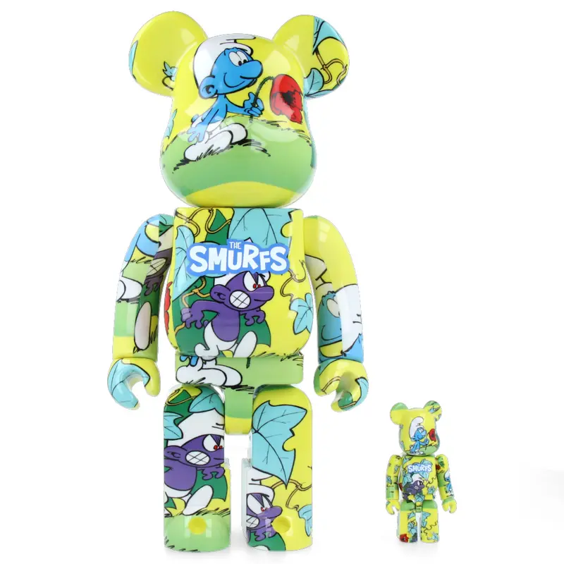 400% + 100% Bearbrick Schtroumpf Noir (The Purple Smurfs) - Les schtroumpfs
