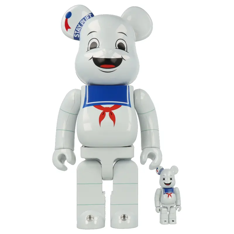 400% + 100% Bearbrick Stay Puft Marshmallow Man White Chrome (SOS Fantômes)