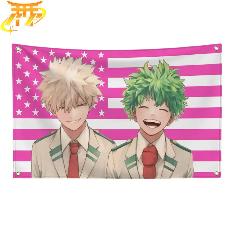 Bakugo & Midoriya "Hero Smiles" Flag - My Hero Academia