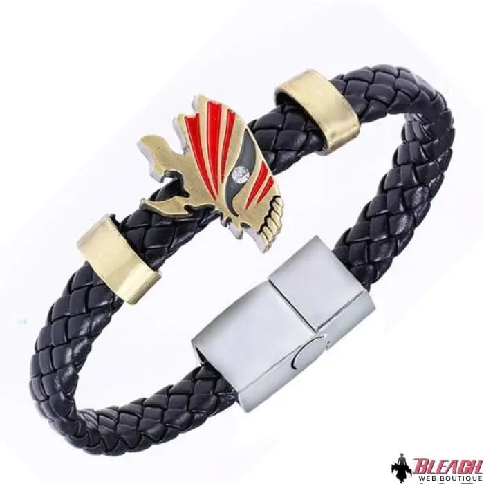Bracelet de manga Bleach en cuir à logo Hollow en argent