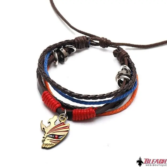 Bracelet en cuir Bleach masque d'Hollow doré