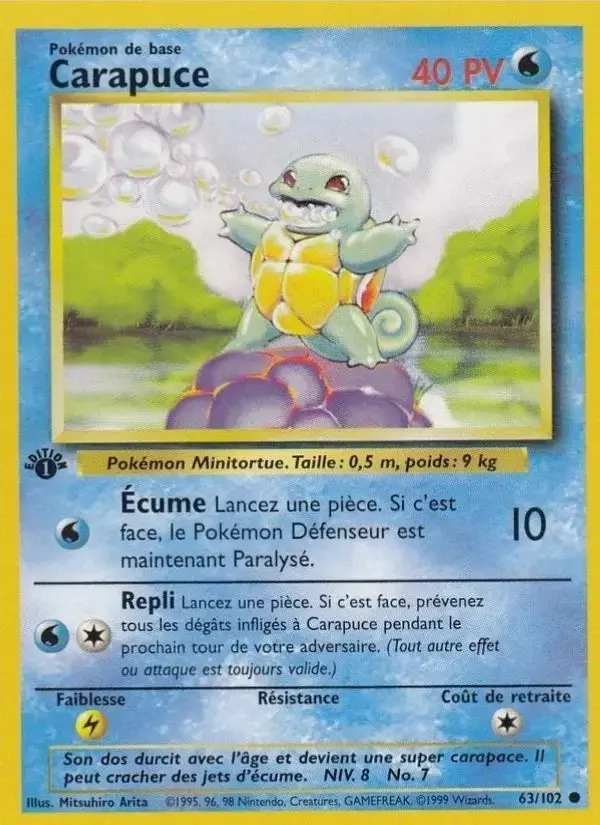 Carte Pokémon Carapuce – Set de Base Édition 1