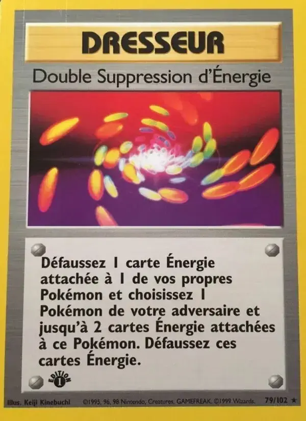 Carte Pokémon Dresseur Double Suppression d’Énergie – Set de Base Édition 1