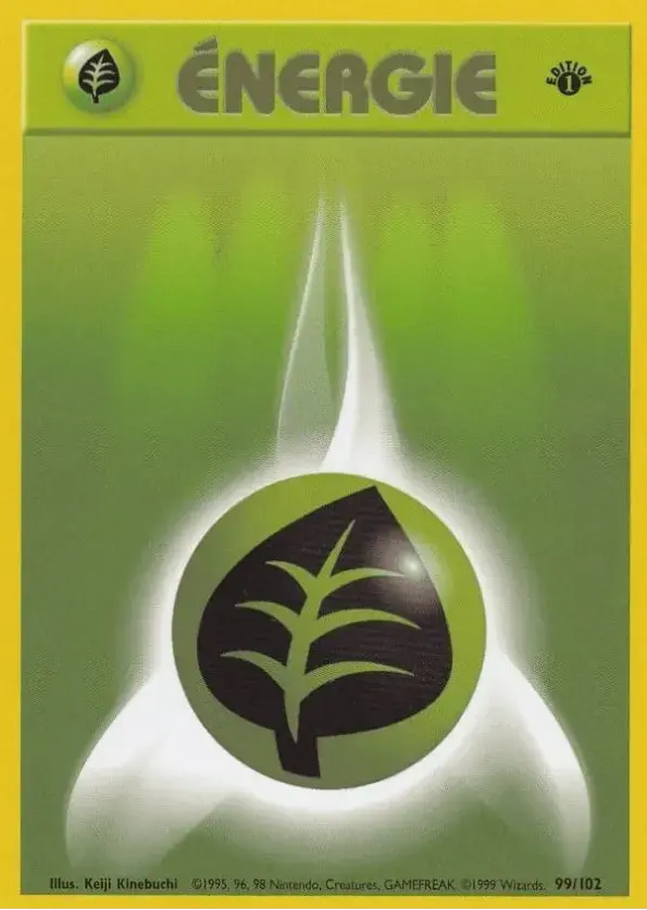 Carte Pokémon Énergie Plante – Set de Base Édition 1