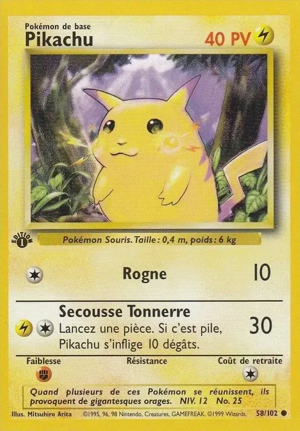 Carte Pokémon Pikachu – Set de Base Édition 1