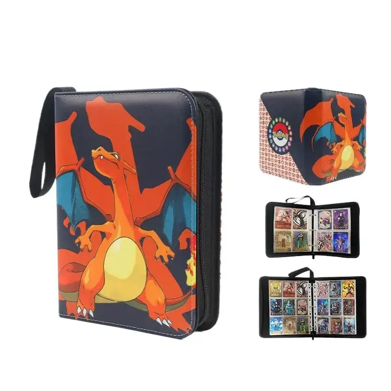 Classeur Cartes Pokémon Dracaufeu - Album 4 Grilles PU Fermeture Éclair