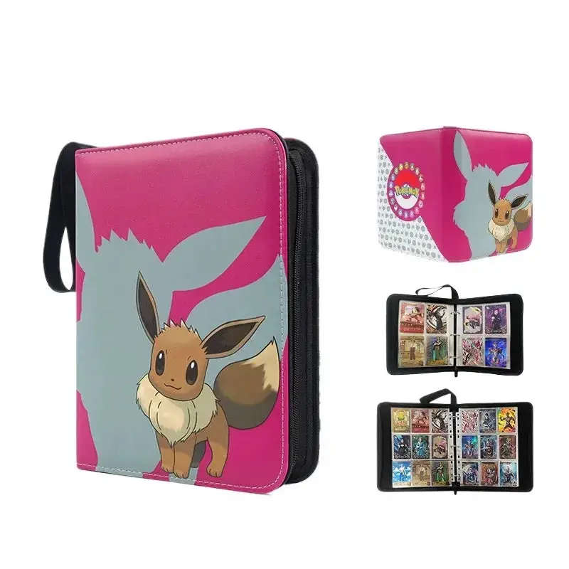 Classeur Cartes Pokémon Évoli - Album 4 Grilles PU Fermeture Éclair