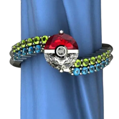 Colored Poké Ball Pokémon Ring