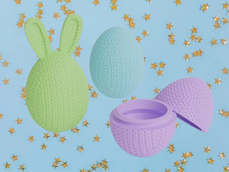 Conteneur œuf de Pâques tricot 3D • Boîte artisanale déco festive
