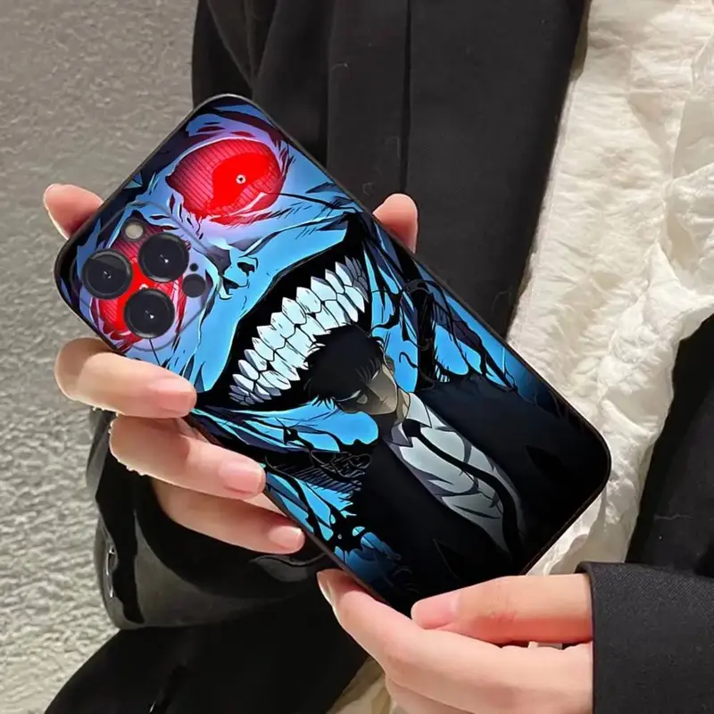 Coque iPhone Solo Leveling Sung Jin-Woo Et La Statue