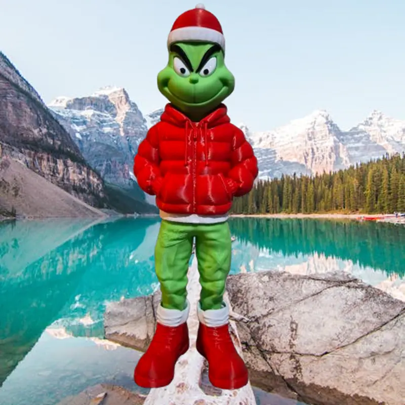 Figurine 3D créature de Noël grincheuse streetwear – Statue cartoon personnalisable 30 cm