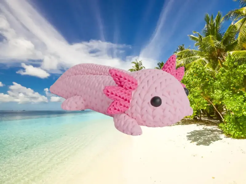 Figurine axolotl tricot 3D • Figurine artisanale mignonne • Cadeau original
