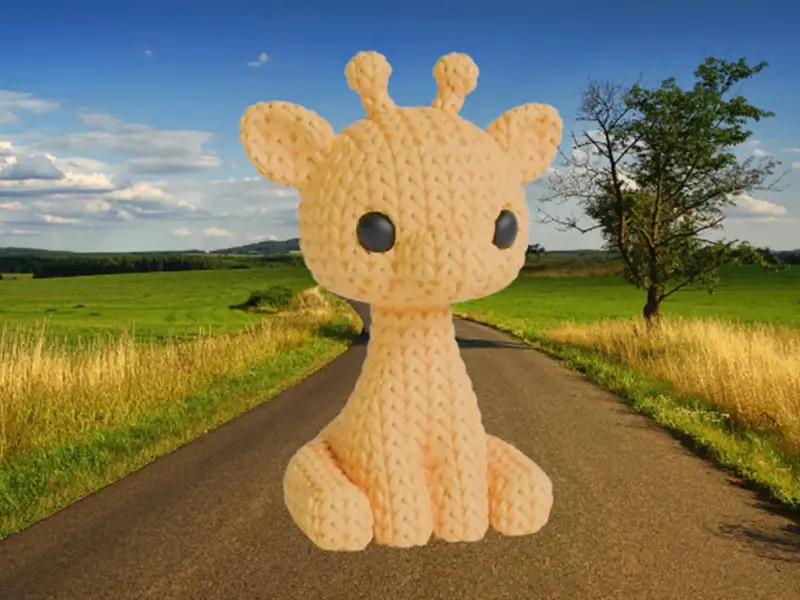 Figurine girafe tricot 3D • Sculpture artisanale • Déco safari