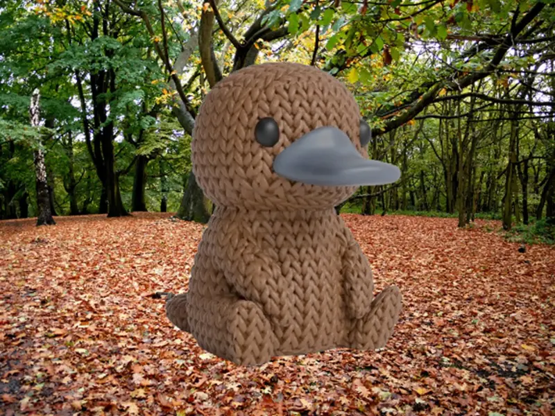 Figurine ornithorynque tricot 3D • Sculpture artisanale rare • Cadeau original