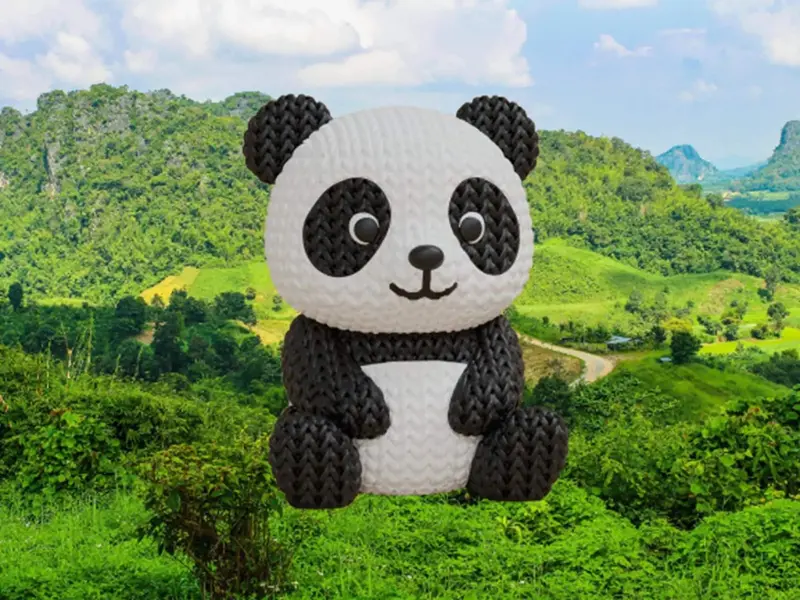 Figurine panda tricot 3D • Figurine artisanale mignonne • Cadeau original