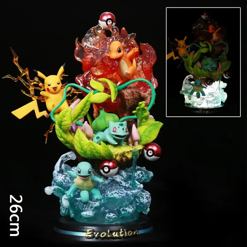 Figurine Pokémon Starters Lumineuse 26cm - Statue LED Evolution