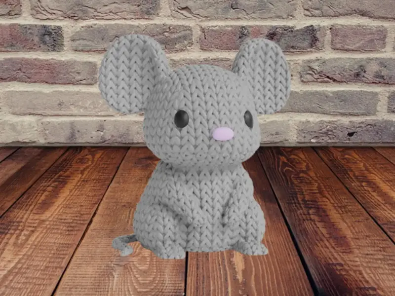 Figurine souris tricot 3D • Sculpture artisanale mignonne • Déco originale