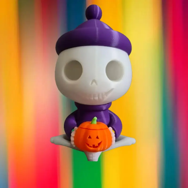 Figurine Squelette Halloween 3D – Citrouille LED ou Déco Personnalisable