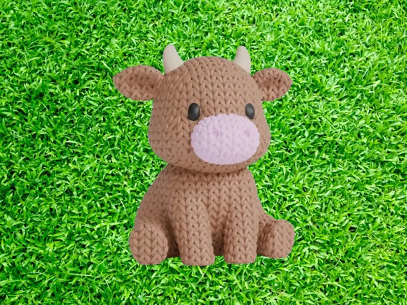 Figurine vache tricot 3D • Sculpture artisanale déco • Cadeau original