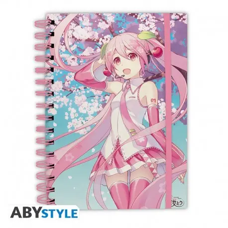 Hatsune Miku - Cahier A5 à spirale - Fleurs de cerisier