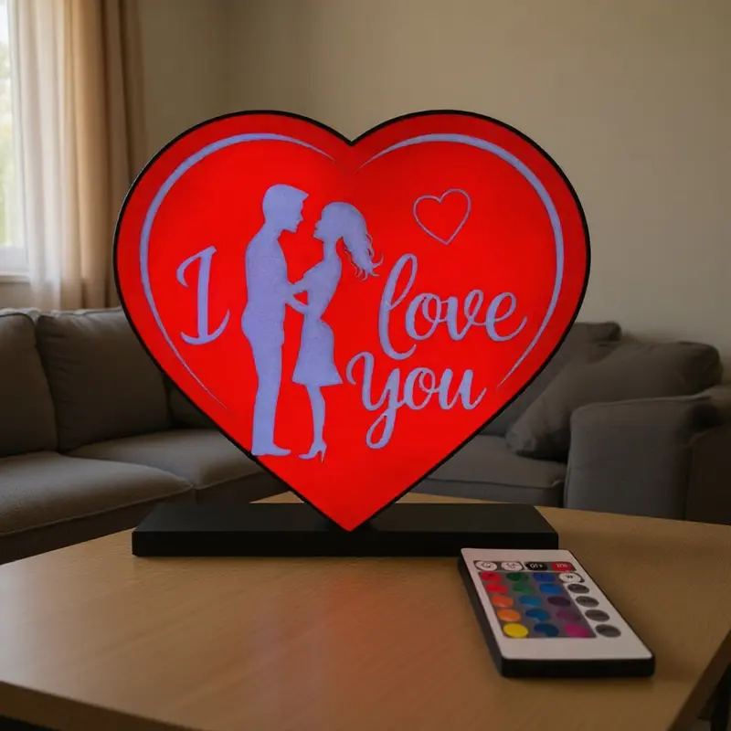 Logo lumineux cœur “I Love You” – Décoration LED Saint-Valentin