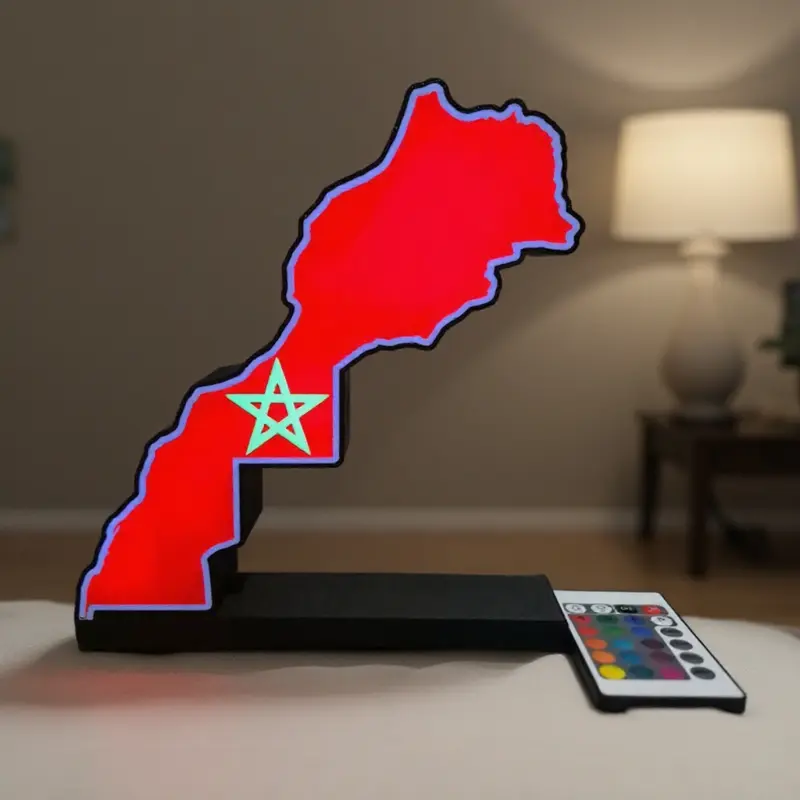 Logo lumineux drapeau Maroc – Décoration LED personnalisée