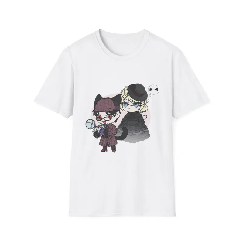 Lord of Mysteries Chibi Cat Detective Duo White T-Shirt