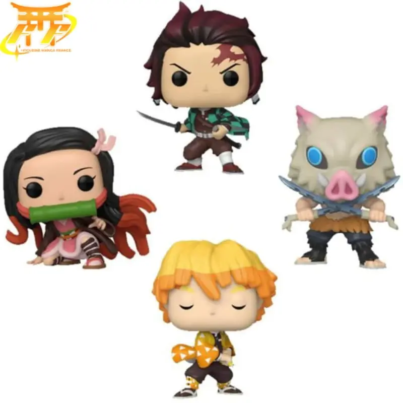 Lot 4 Figurines POP Tanjiro, Zenitsu, Nezuko et Inosuke - Demon Slayer