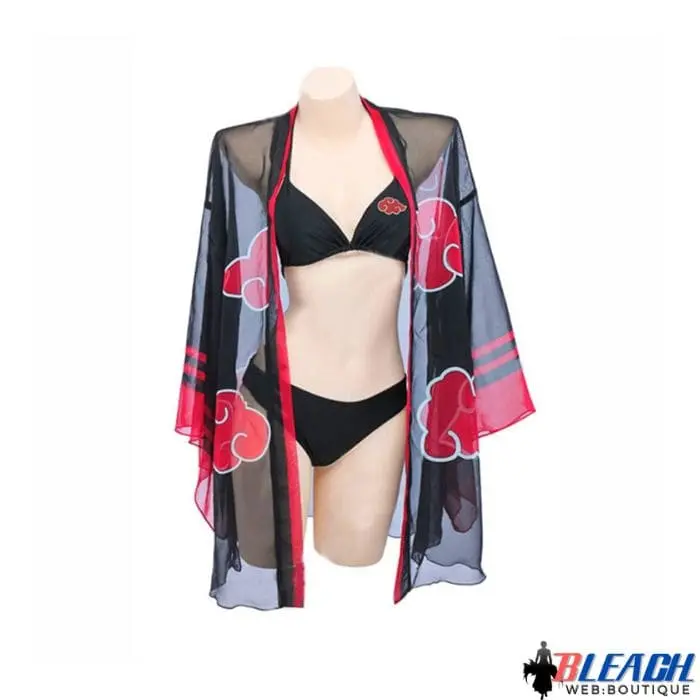 Maillot de Bain 3 pièces à imprimé Akatsuki, Kimono pour femmes