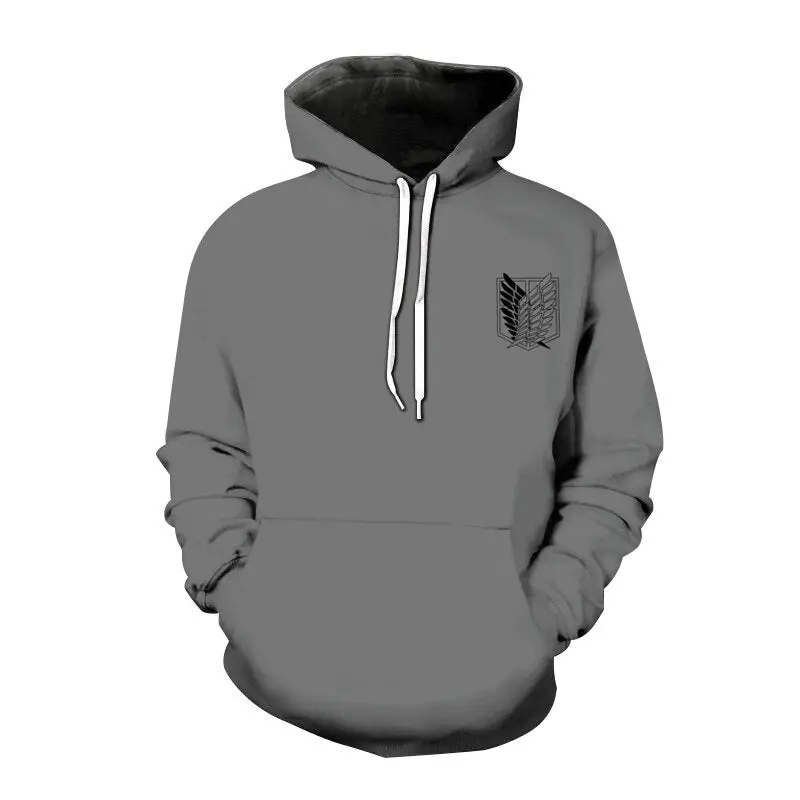 New Attack On Titan Simple Gray Hoodie