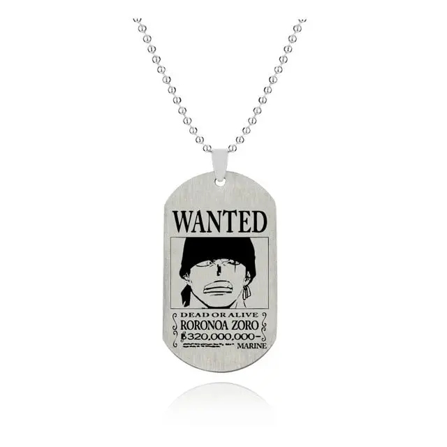 One Piece Halsband Zoro Wanted (Stål)