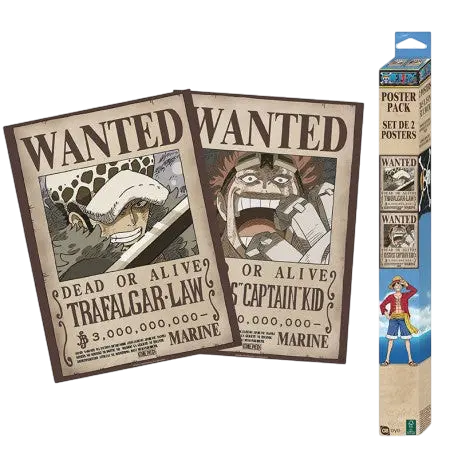 One Piece Set 2 Posters Chibi 52x38 - Wanted Law & Kid
