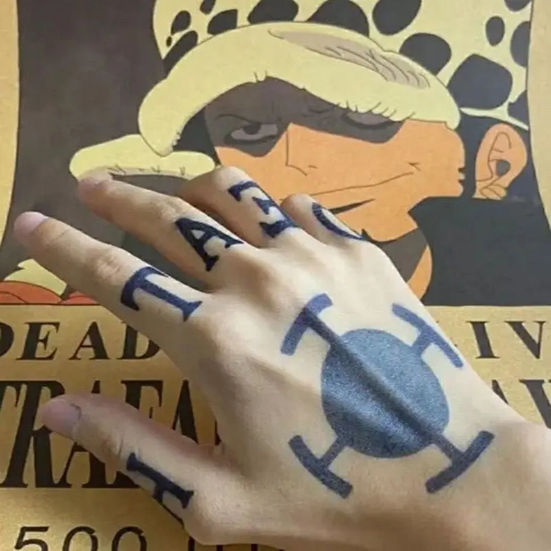 One Piece Trafalgar Law Finger Tattoo Cosplay Stickers