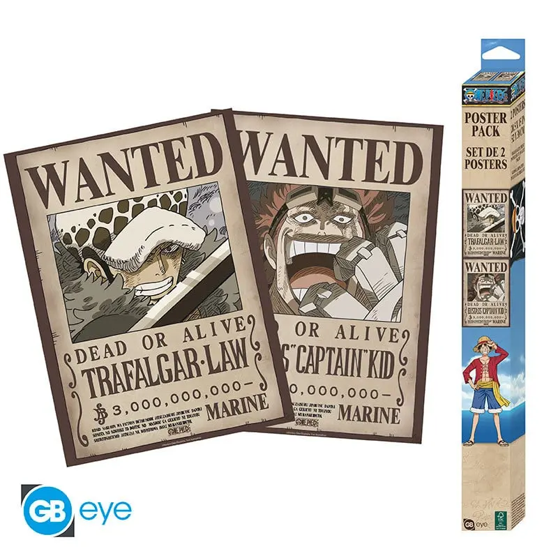 ONE PIECE - Wanted Law & Kid - Set de 2 posters '52x38'