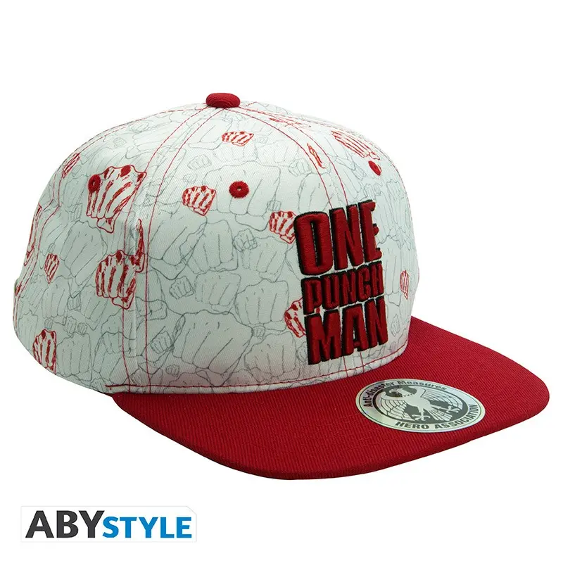 One Punch Man Casquette snapback- Beige & Rouge - Poings