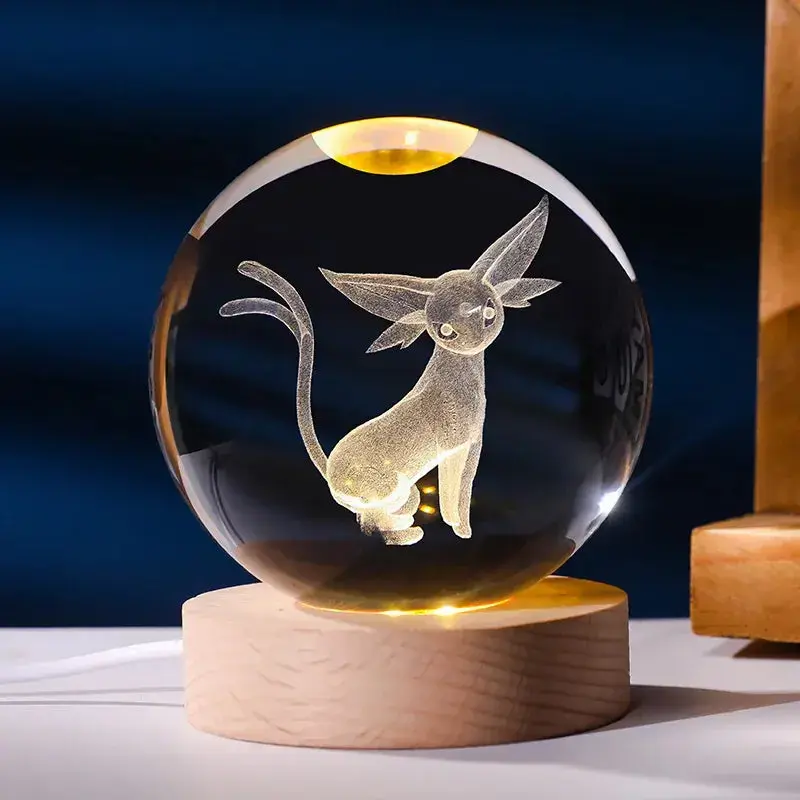 Pokéball LED Cristal Mentali - Socle bois USB