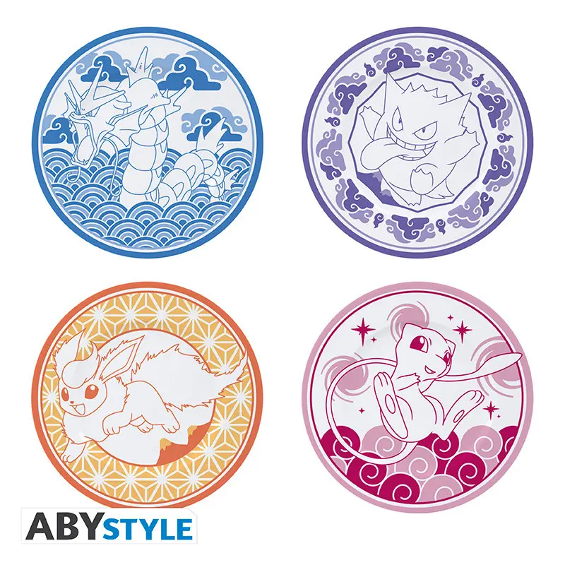 Pokemon Set de 4 Assiettes - Style Japonais