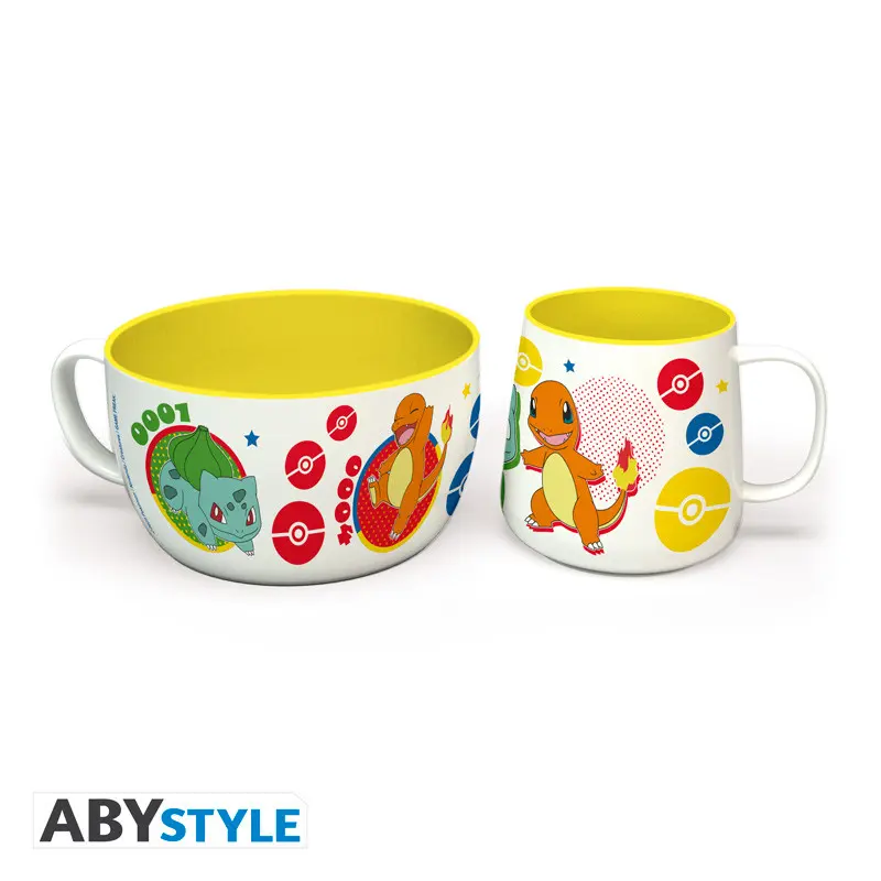 Pokemon Set Petit Déjeuner Mug + Bol - Pikachu & Kanto Starters