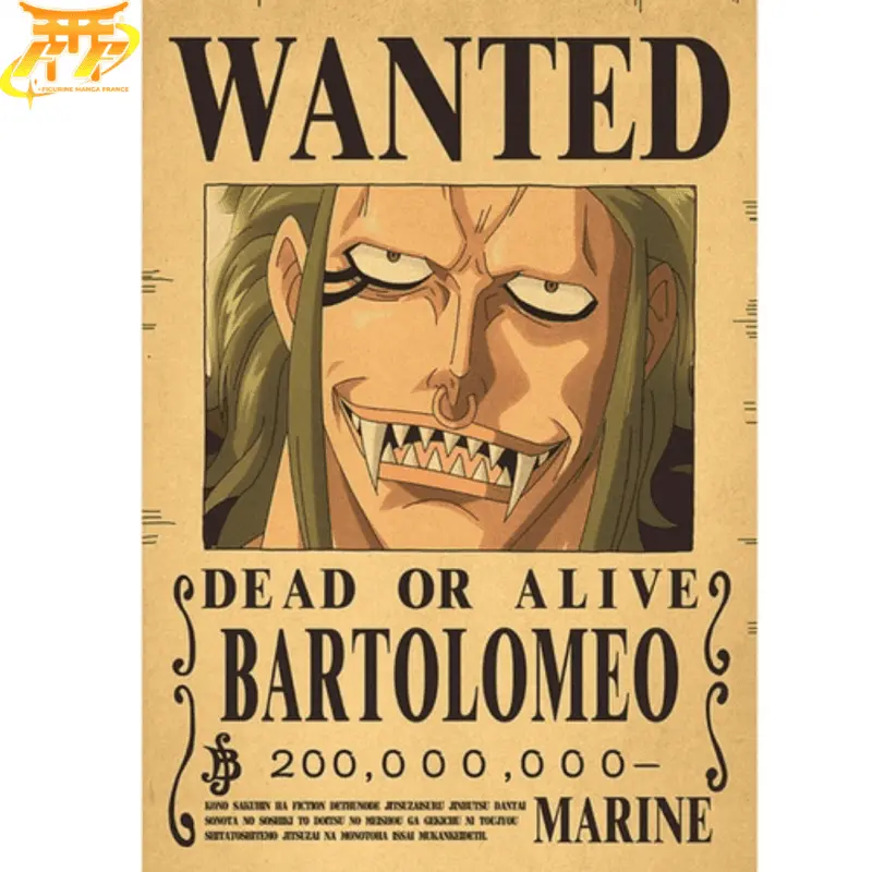 Poster Wanted Bartolomeo - One Piece