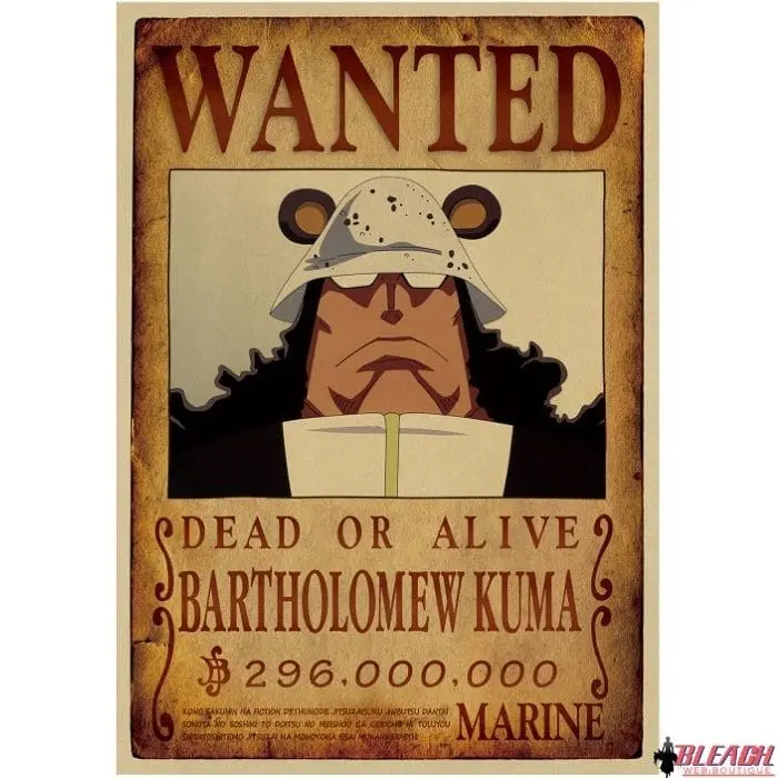 Poster Wanted One Piece Bartholomew Kuma