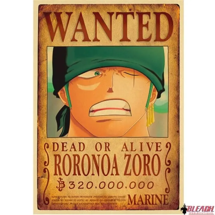 Poster Wanted One Piece Roronoa Zoro
