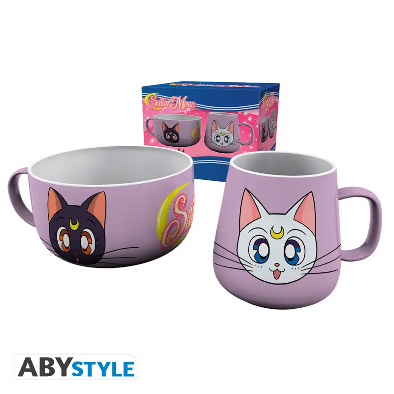Sailor Moon Set Petit Déjeuner Mug + Bol - Luna & Artemis