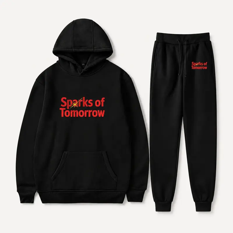 Sparks of Tomorrow Black Hoodie and Joggers Set