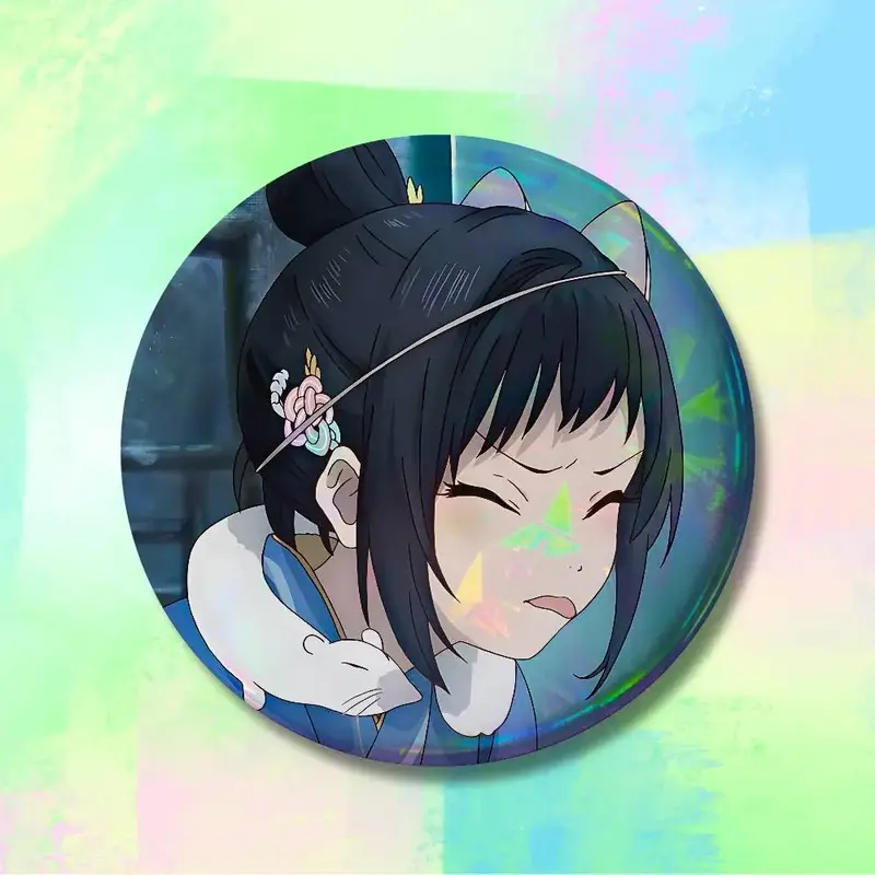 Sparks of Tomorrow Inako Momokawa White Cat Mischief Button Pin