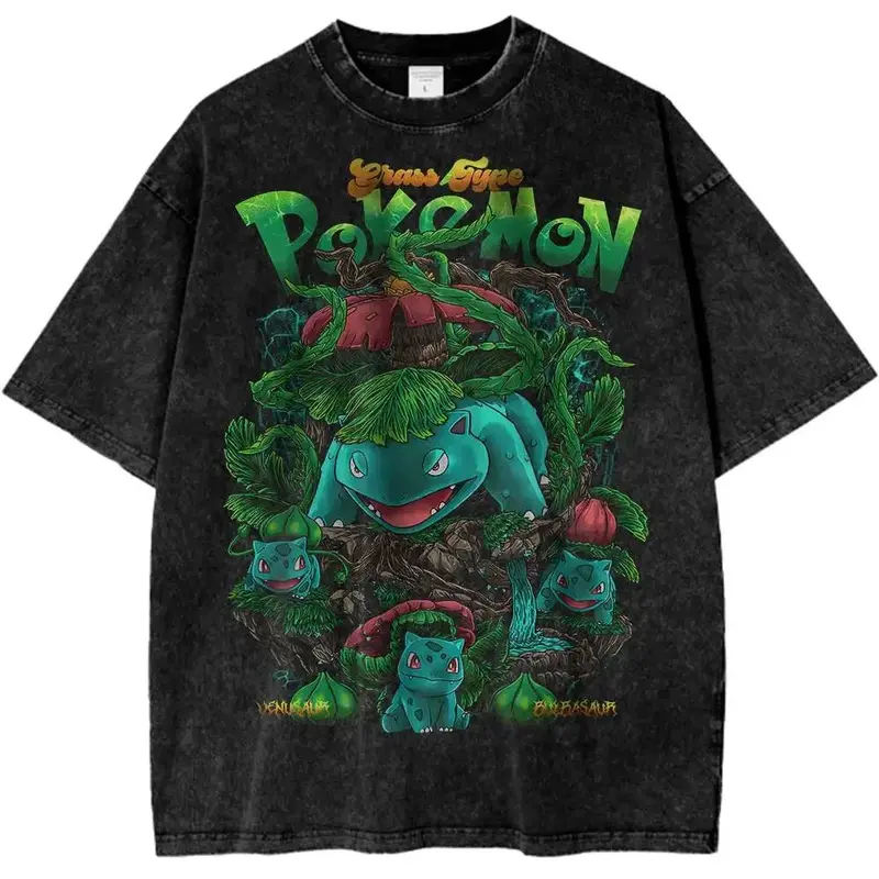 T-Shirt Pokémon Bulbizarre Vintage - Harajuku Y2K Oversize