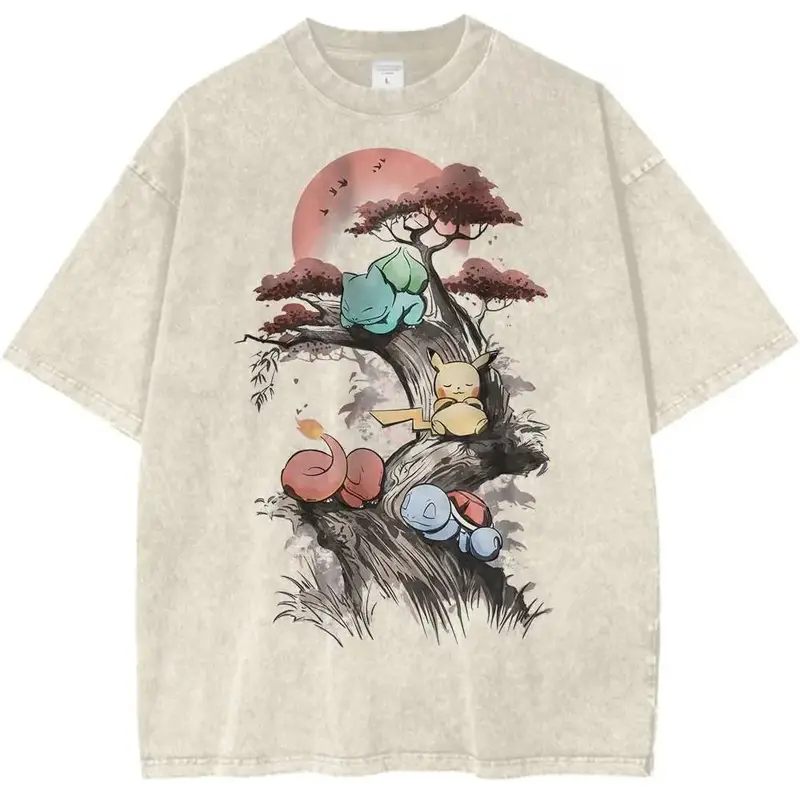 T-Shirt Pokémon Starters Vintage - Harajuku Y2K Oversize