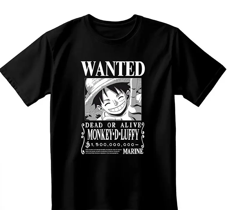 T-Shirt Wanted Luffy – Unisexe Noir (XL)