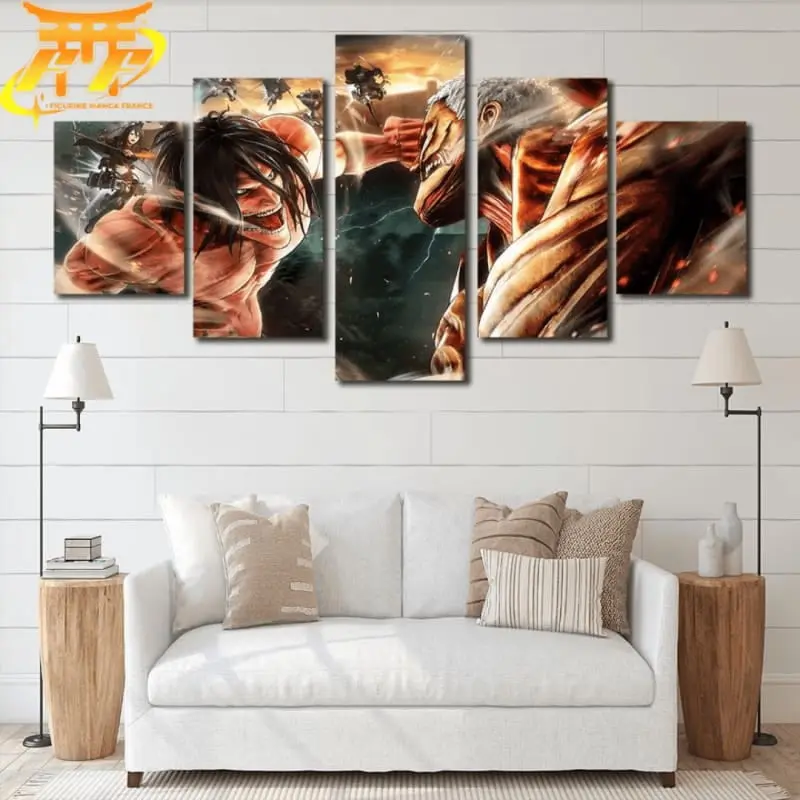 Tableau Eren vs Reiner - Attaque des titans