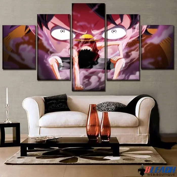 Toile 5 pièces Luffy Gear 2 One Piece, Panneaux Canvas