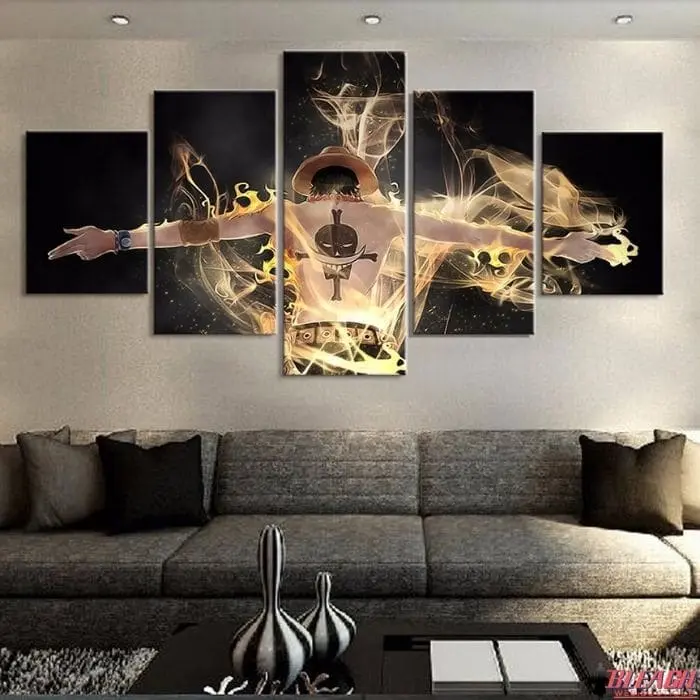 Toile One Piece, Panneau Portgas D. Ace 5 pièces
